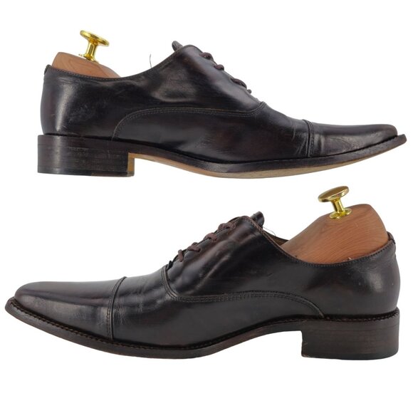 Melvin and Hamilton Mens 6D / 38EU Dark Brown Leather Dress Shoes Cap-toe Oxford - Picture 5 of 14